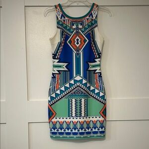 Vibrant Geometric Sleeveless Mini Dress